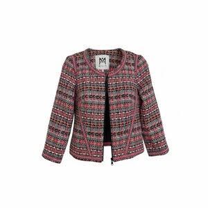 Milly Multicolor Tweed Zip Jacket with Pink Accents